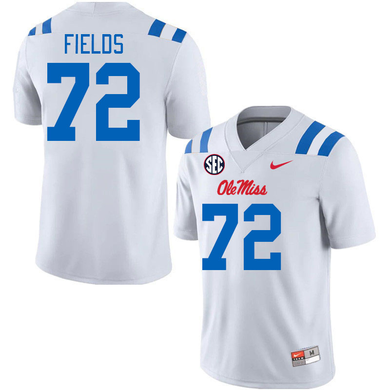 Men #72 Ethan Fields Ole Miss Rebels 2024 New Uniforms College Football Jerseys Stitched-White